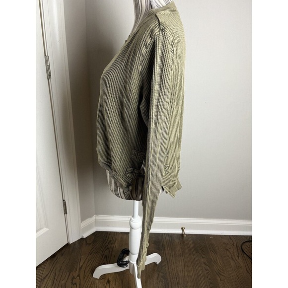 Free People Sz Large Distressed Pullover Top w-tie side closure Boho/Hippi Green - Picture 10 of 12